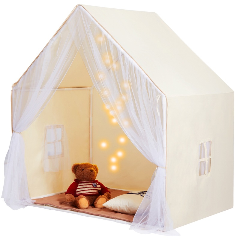 Kids Outdoor Play Tent - Beige Kids Play Tent with Mat
