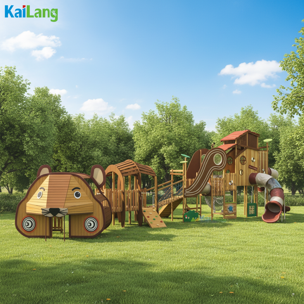 Outdoor Children'S Park - High-quality Zoo Exterior Amusement Park Wooden