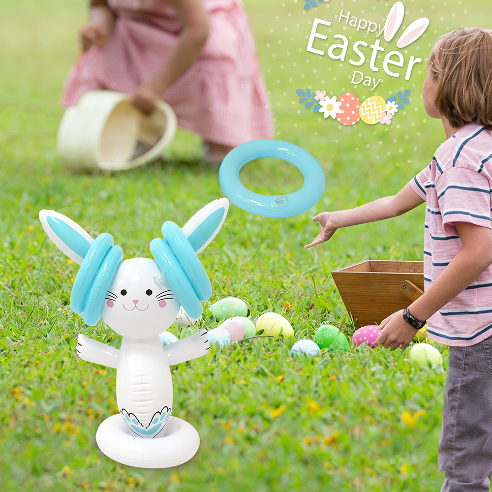 Kids Outdoor Games For Party - Easter Inflatable Bunny Ring Toss Game
