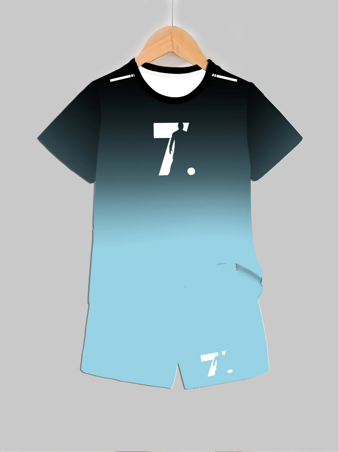 Kids Outdoor Outfit - Kids Clothes Sports Letter Theme Gradient