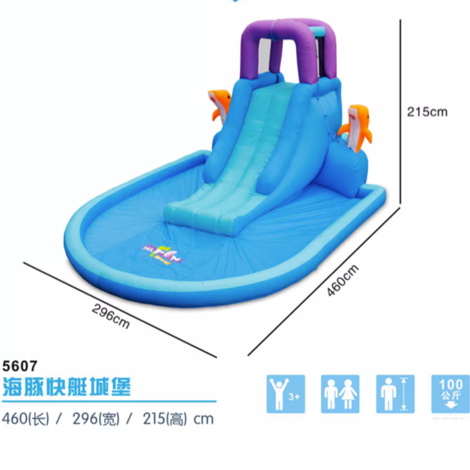 Inflatable Pool Castle with Sl - Outdoor Children'S Park avaliação e preço