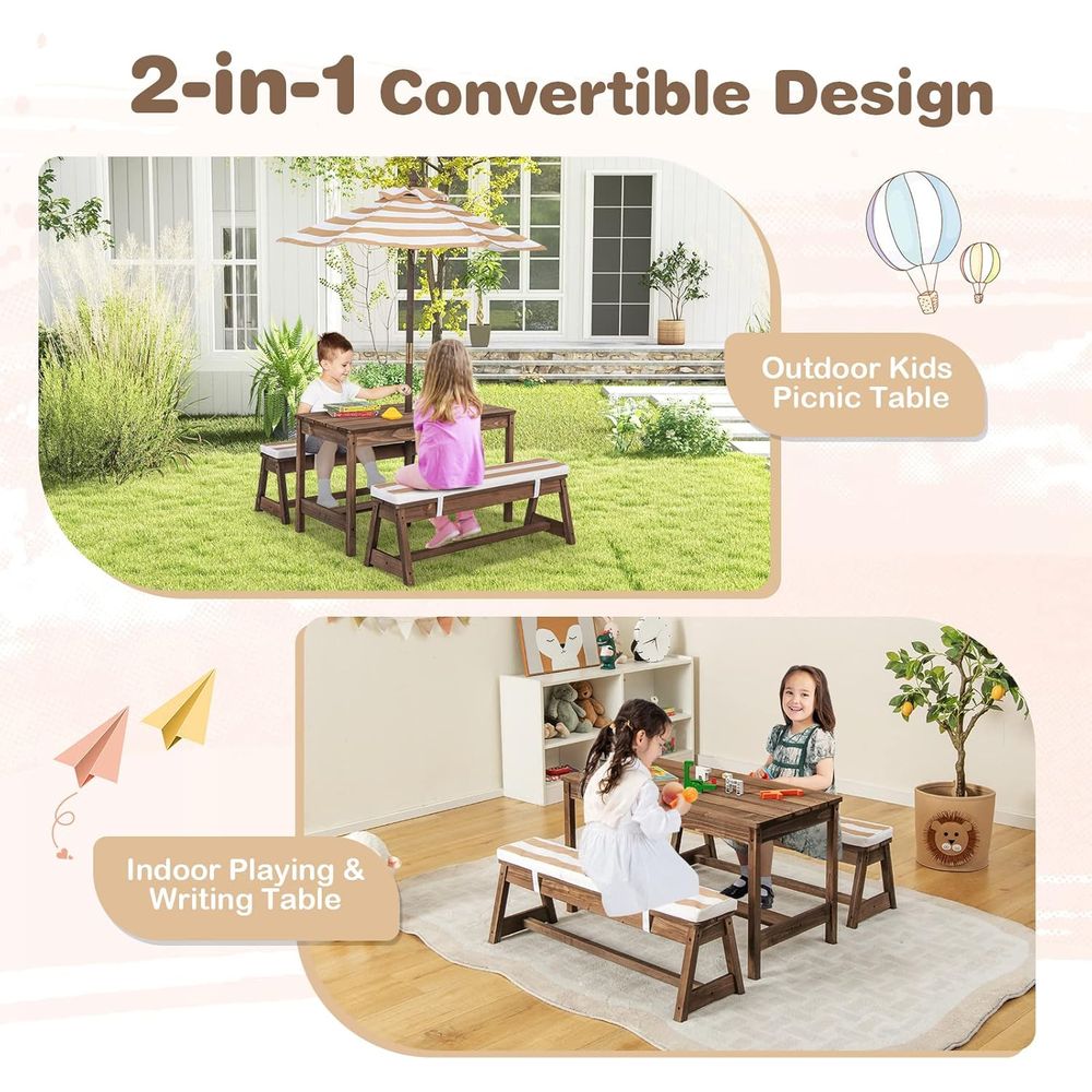 Kids Picnic Table, Outdoor Woo - Kids Outdoor Wooden Table avaliação e preço
