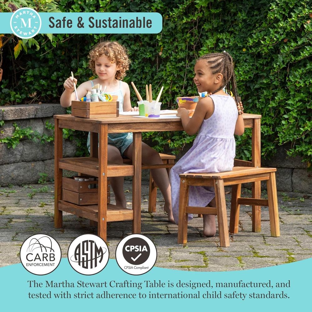 Kids Outdoor Crat Table and 2  - Kids Outdoor Wooden Table avaliação e preço