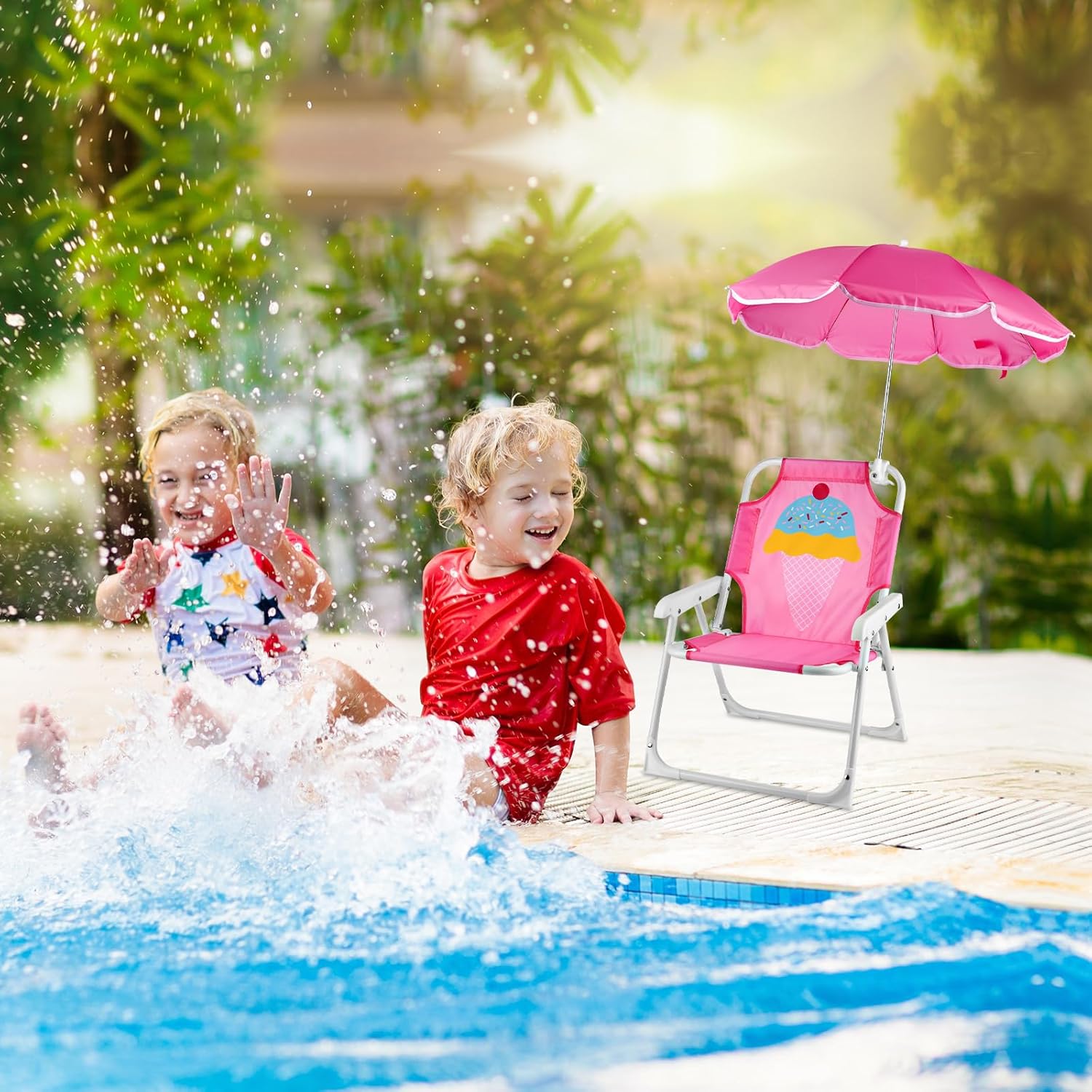 1 Set Folding Beach Chair with - Kids Outdoor Lounge Chair avaliação e preço