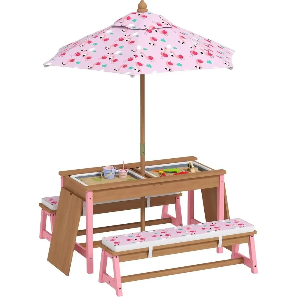 Wooden Picnic Table Set with U - Kids Outdoor Wooden Table avaliação e preço