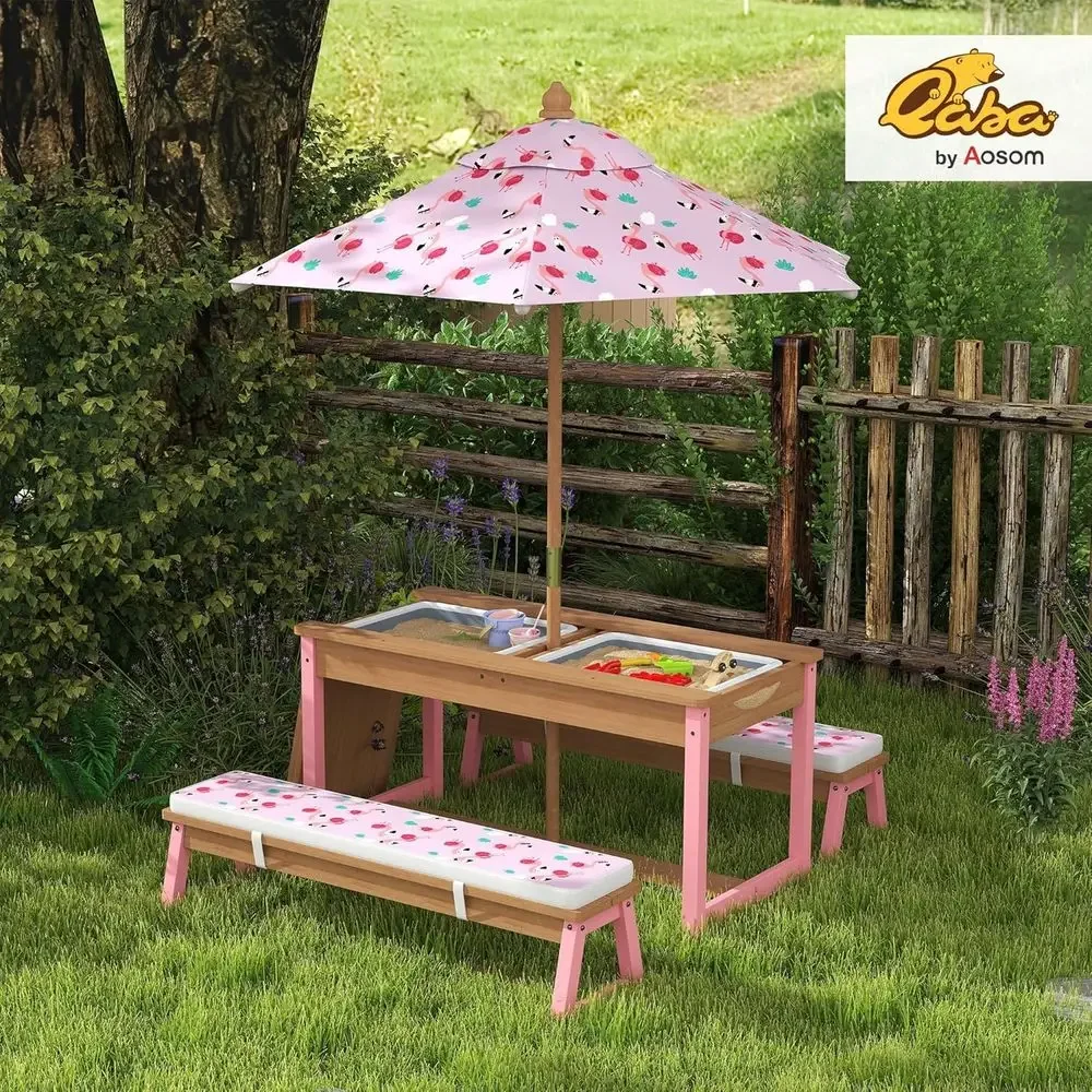 Wooden Picnic Table Set with U - Kids Outdoor Wooden Table avaliação e preço