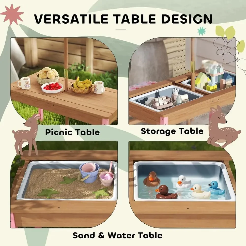 Wooden Picnic Table Set with U - Kids Outdoor Wooden Table avaliação e preço