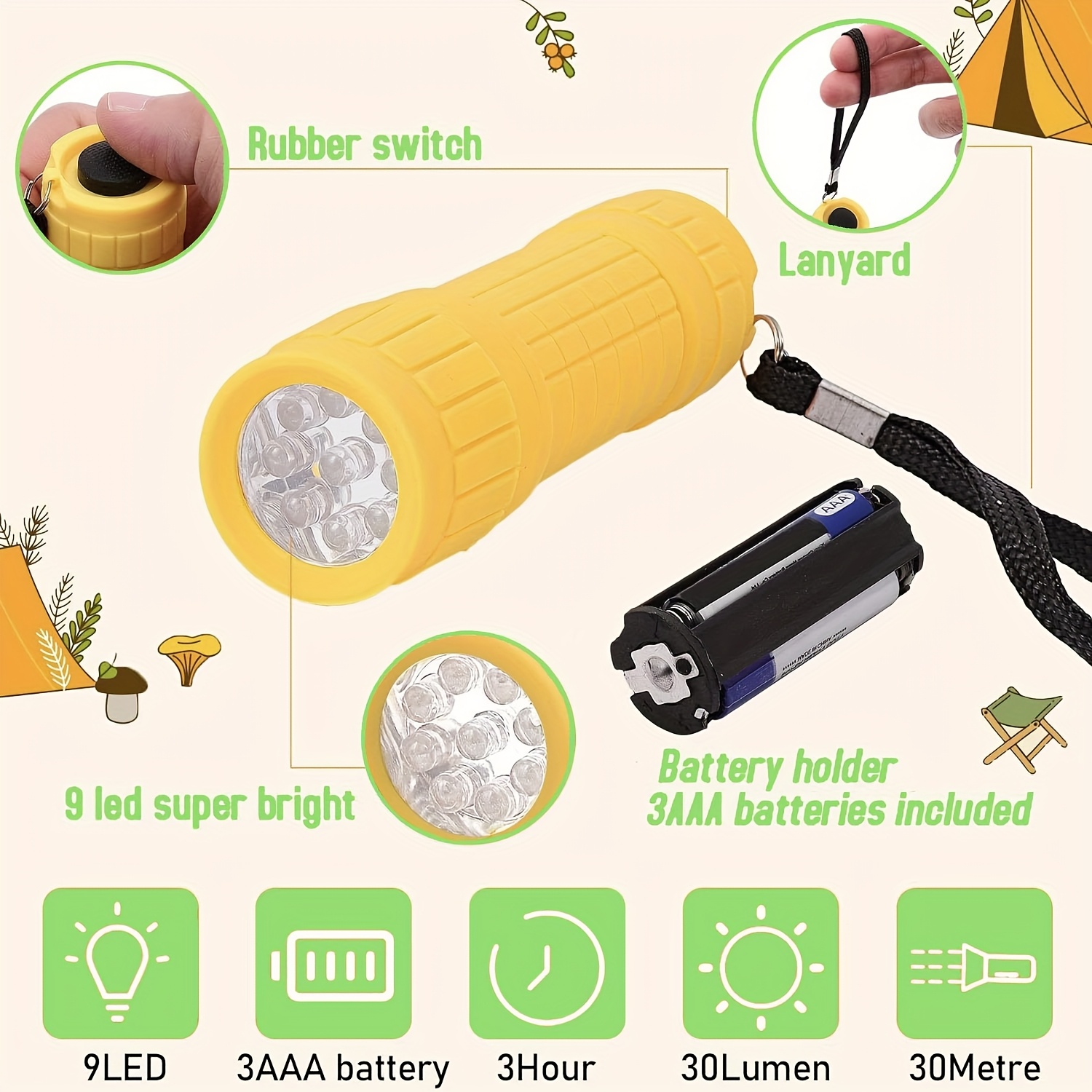 Mini Portable Flashlight Nine  - Kids Outdoor Lights avaliação e preço