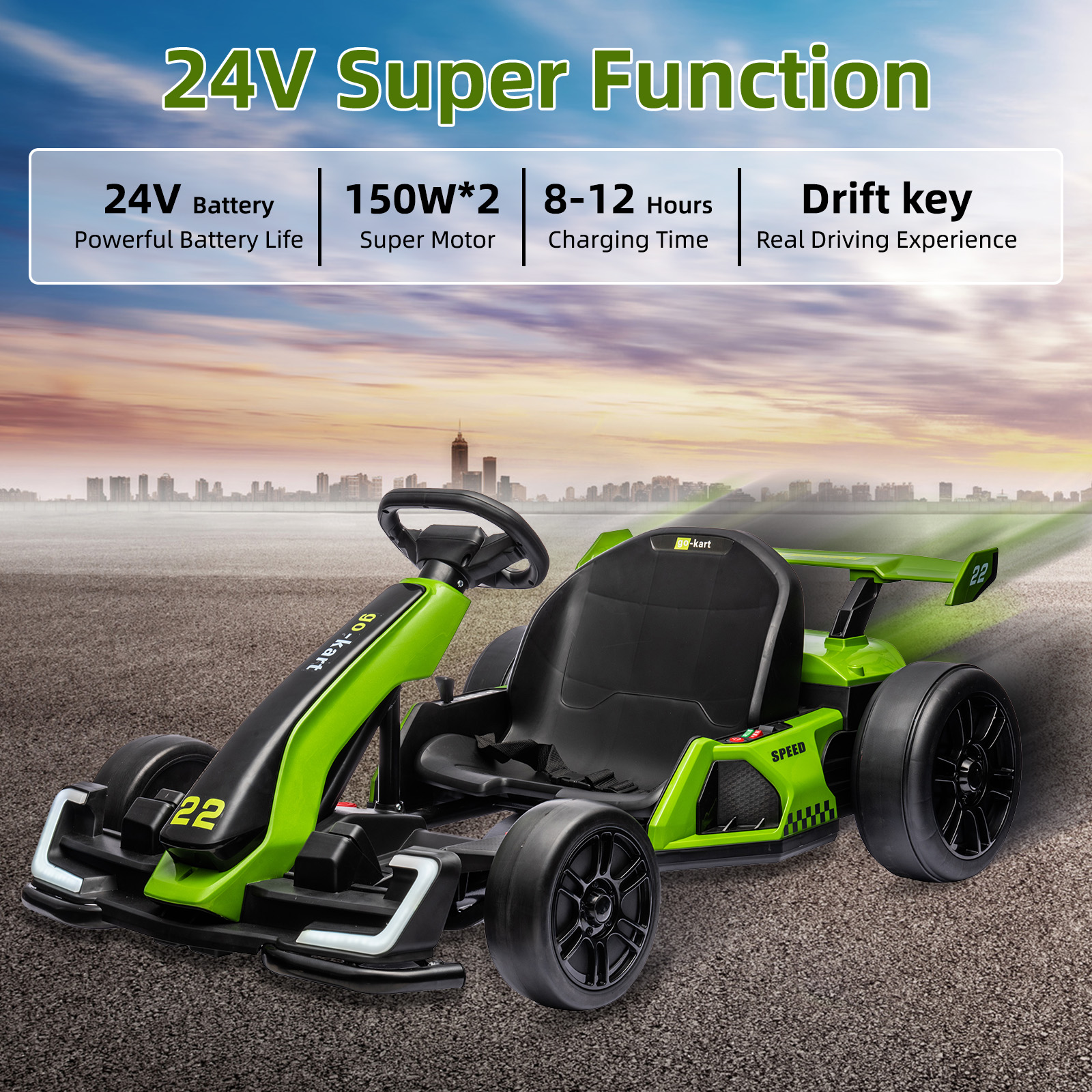 24V Kids Electric Go Kart with - Kids Outdoor Play Equipment avaliação e preço