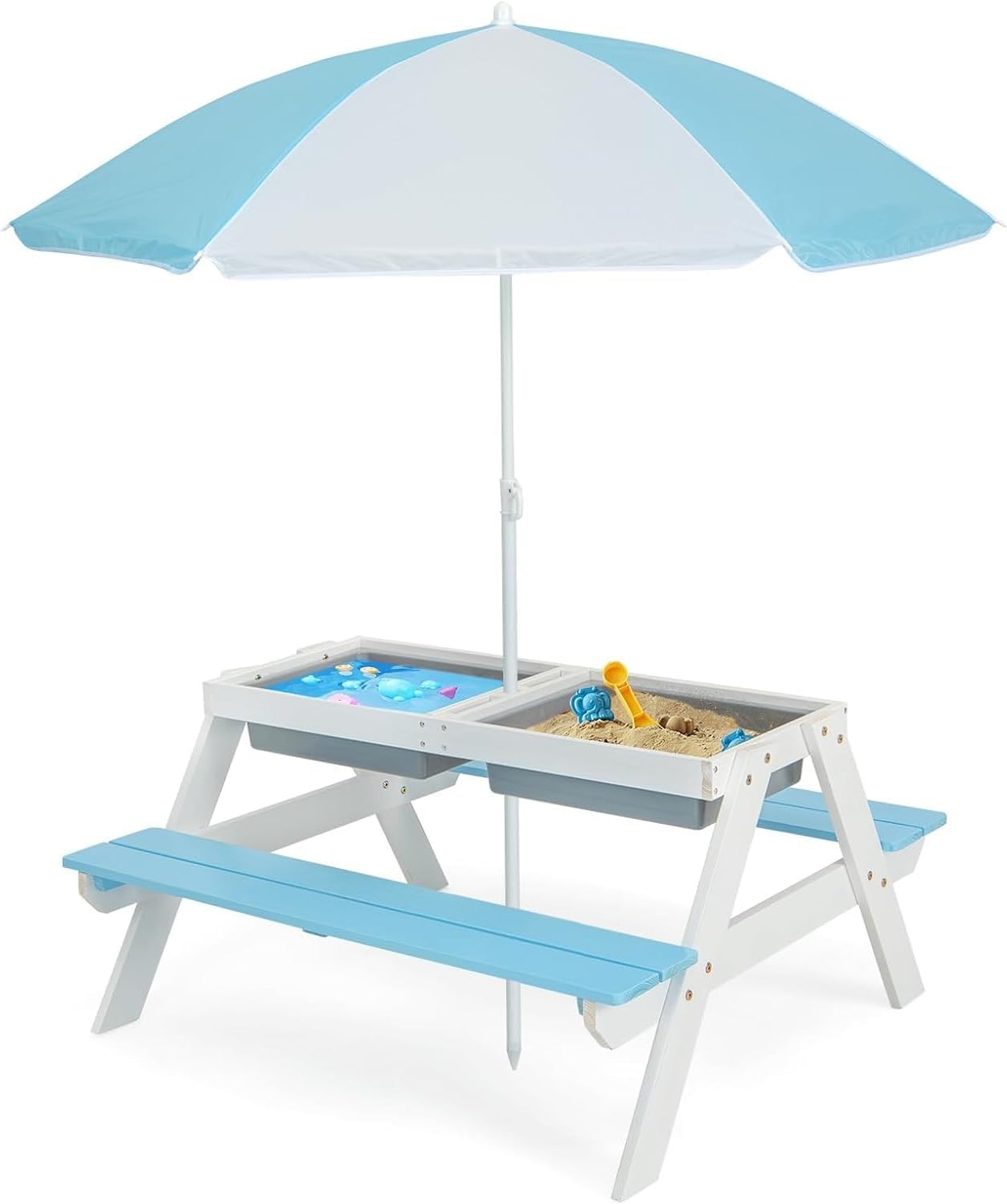 Kids Picnic Table, 4 in 1 Outd - Kids Outdoor Wooden Table avaliação e preço