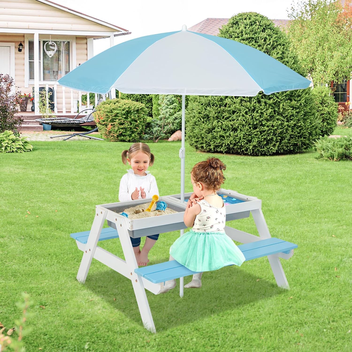Kids Picnic Table, 4 in 1 Outd - Kids Outdoor Wooden Table avaliação e preço
