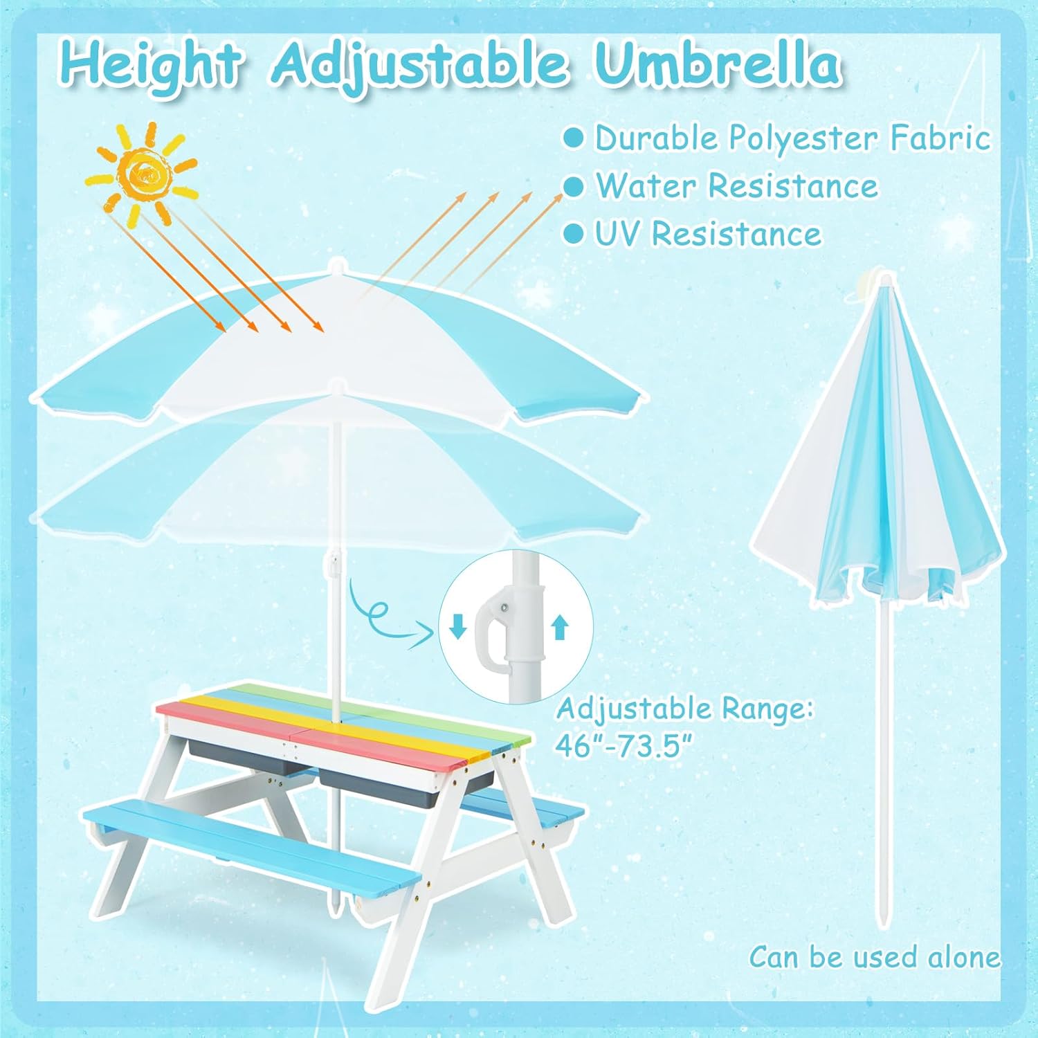 Kids Picnic Table, 4 in 1 Outd - Kids Outdoor Wooden Table avaliação e preço