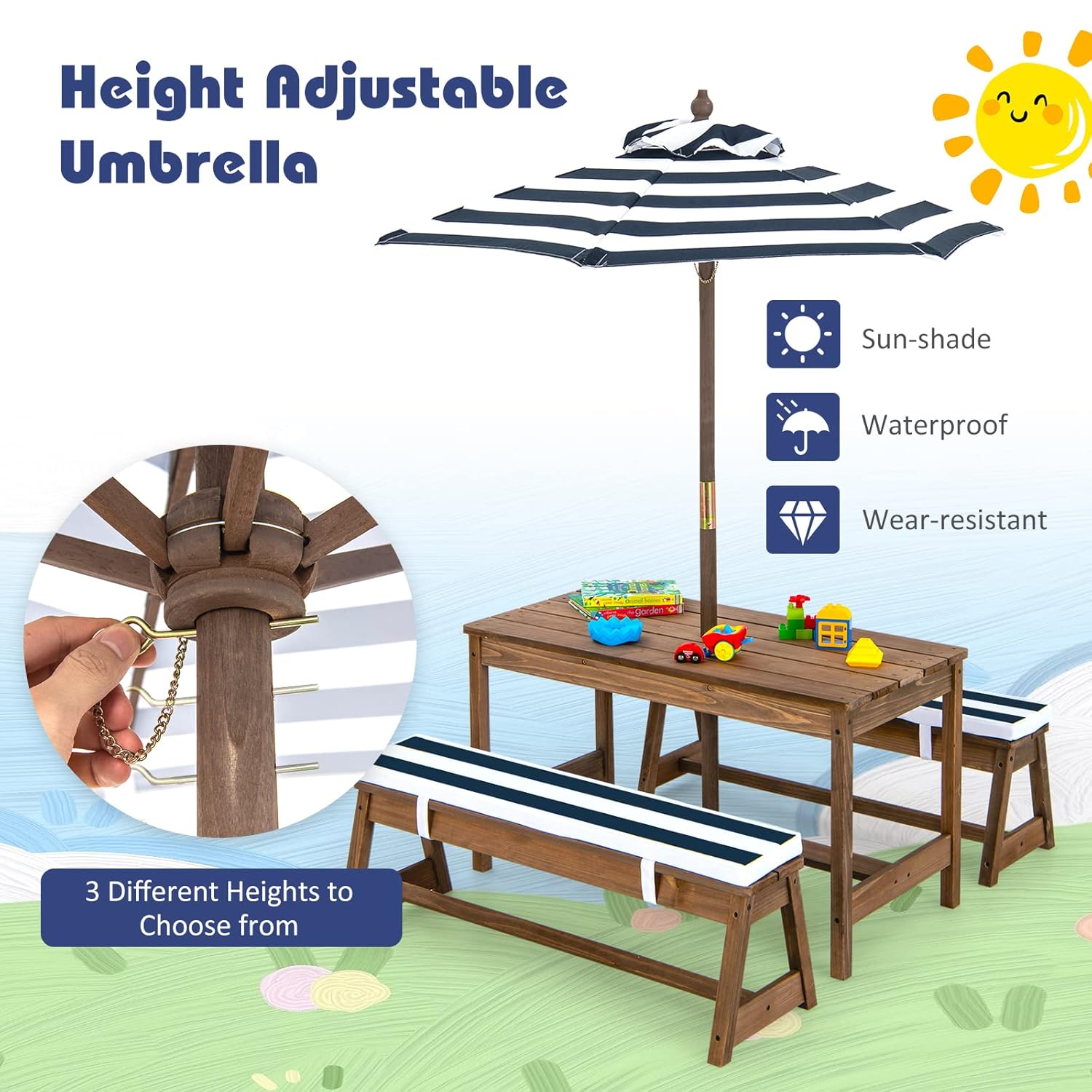 Height Adjustable Wooden Kids  - Kids Outdoor Wooden Table avaliação e preço