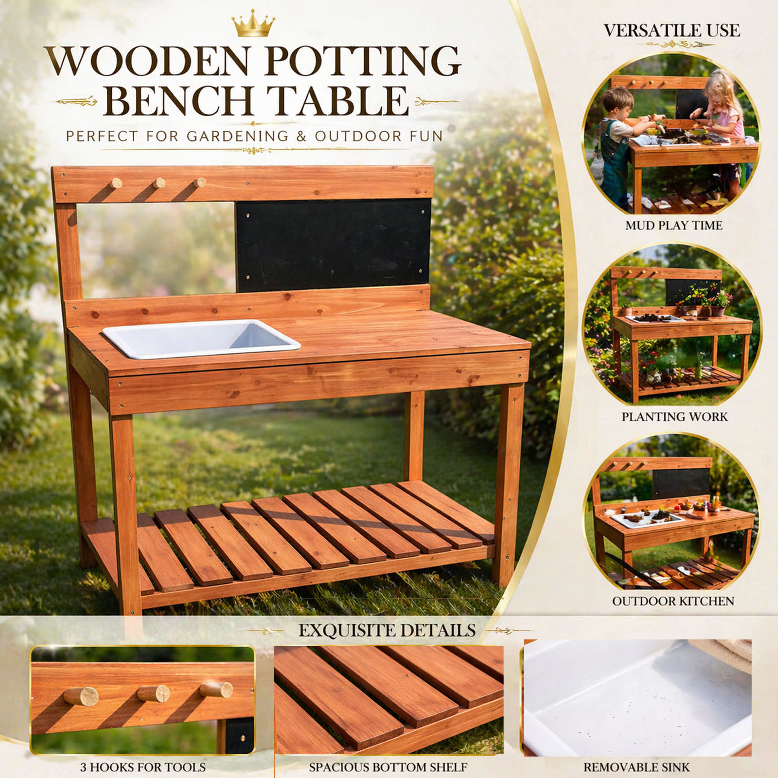 Wooden Potting Benches For Chi - Kids Outdoor Garden avaliação e preço