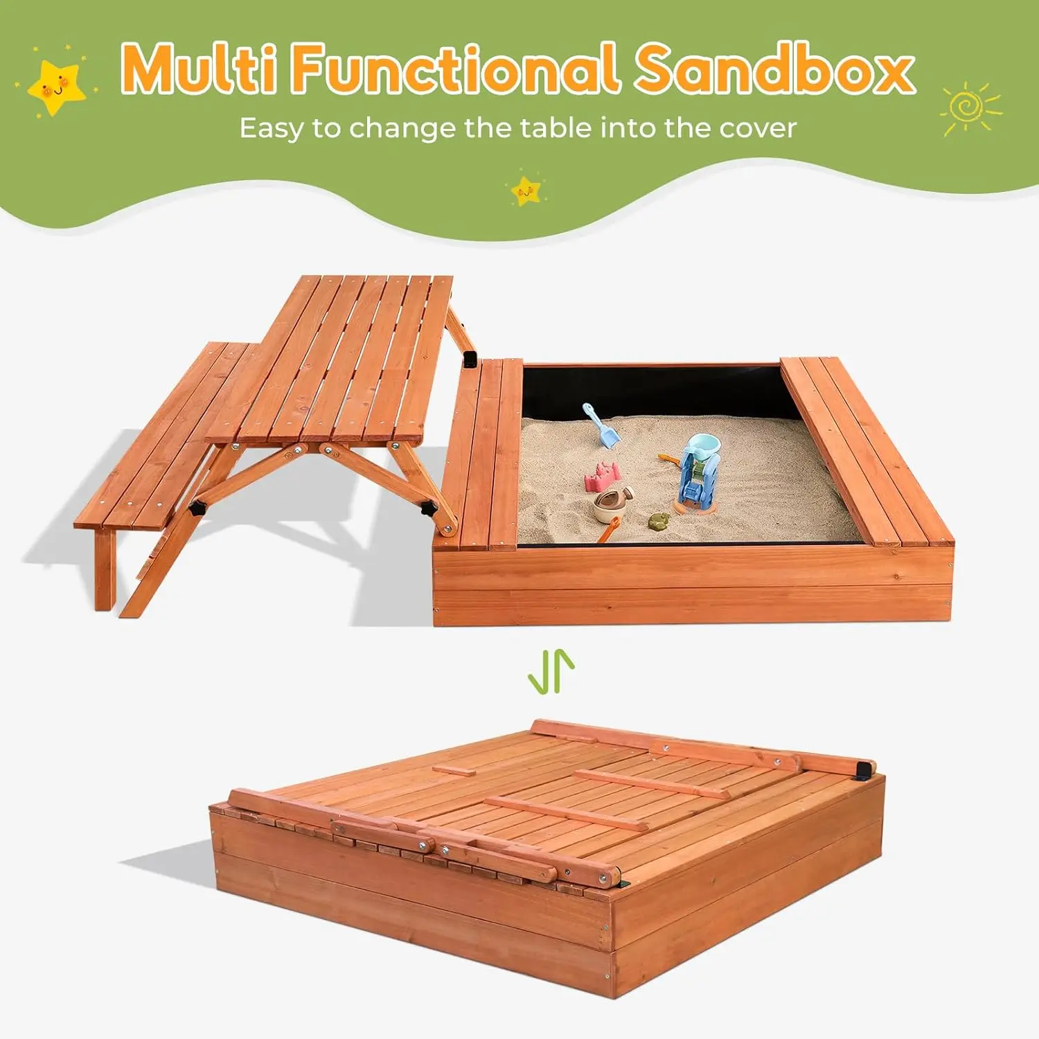 Kids Outdoor Wooden Sandbox La - Kids Outdoor Wooden Table avaliação e preço