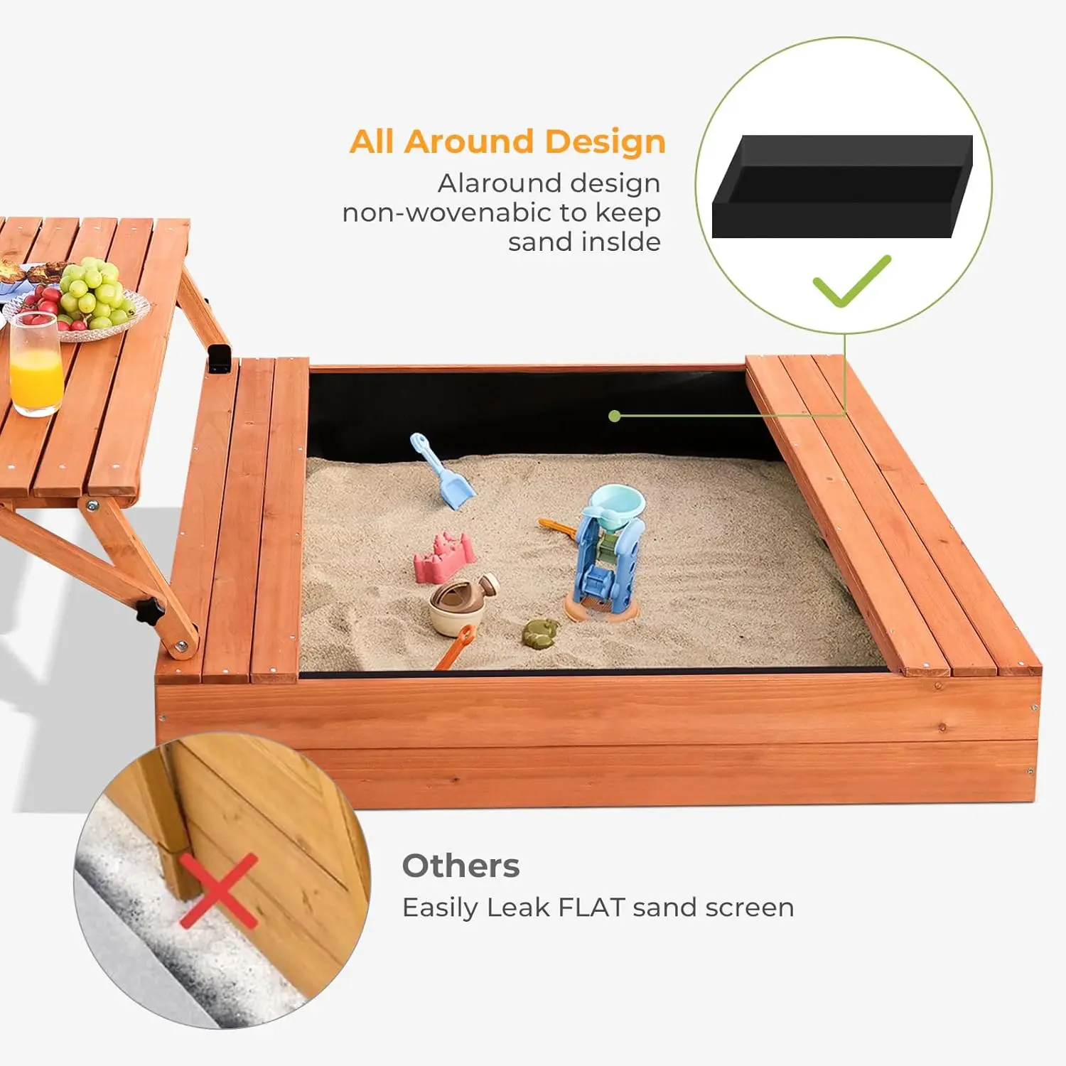 Kids Outdoor Wooden Sandbox La - Kids Outdoor Wooden Table avaliação e preço