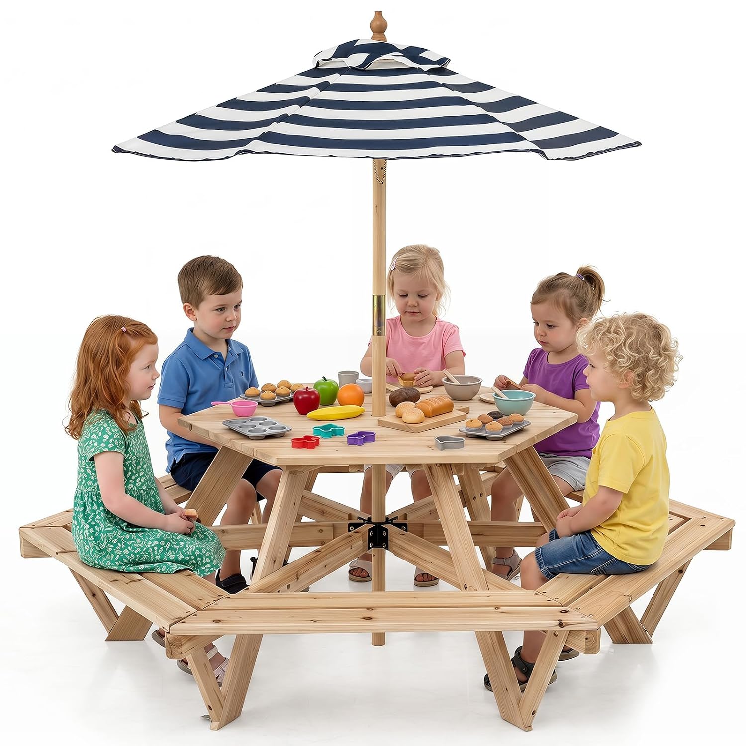 Kids Picnic Table, Hexagonal W - Kids Outdoor Wooden Table avaliação e preço