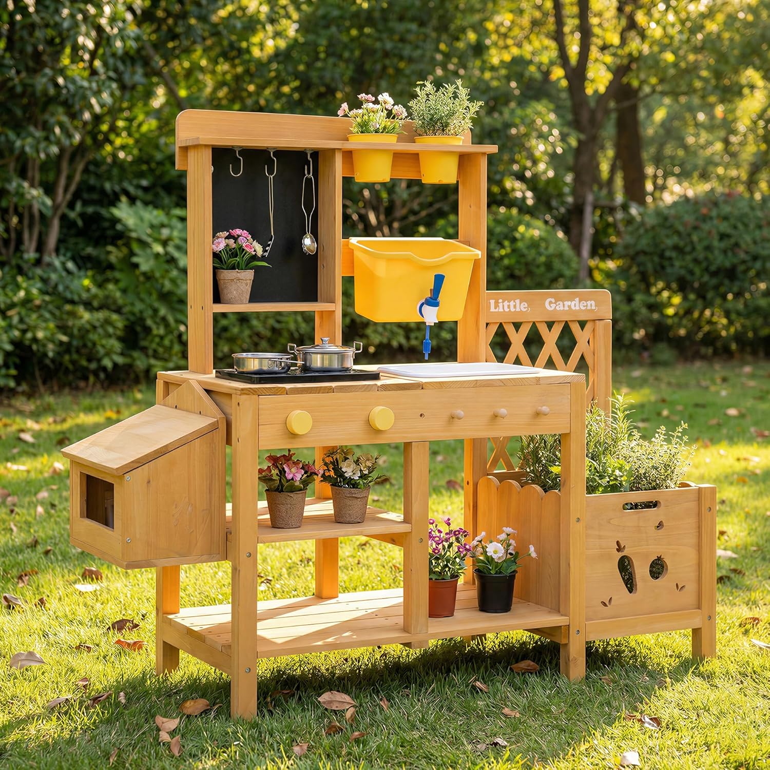 Wooden Mud Kitchen for Kids, O - Kids Outdoor Wooden Table avaliação e preço