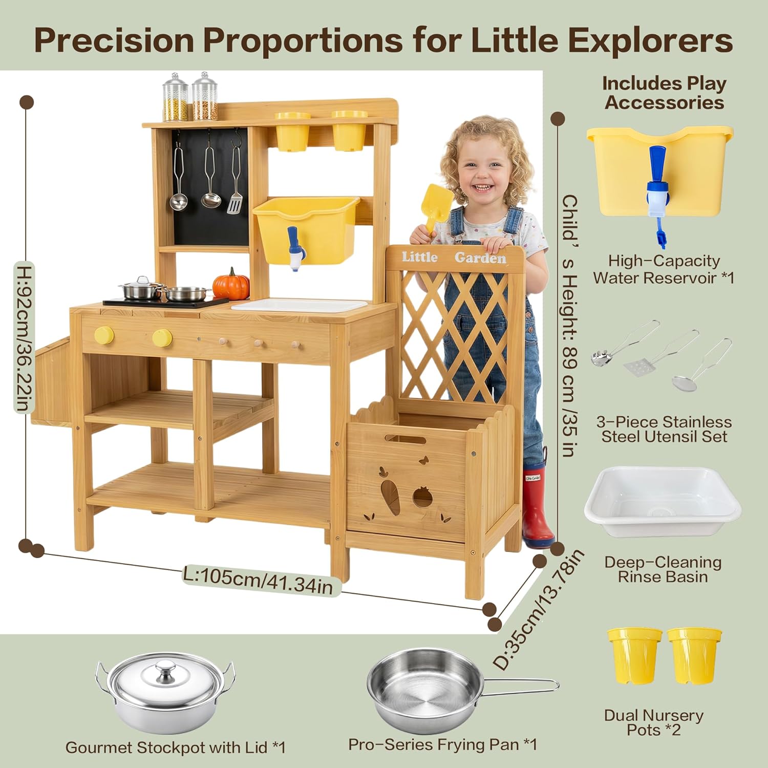 Wooden Mud Kitchen for Kids, O - Kids Outdoor Wooden Table avaliação e preço