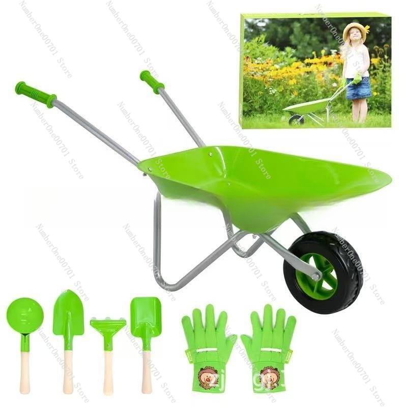 Kids Outdoor Wheelbarrow, Gree - Kids Outdoor Garden avaliação e preço