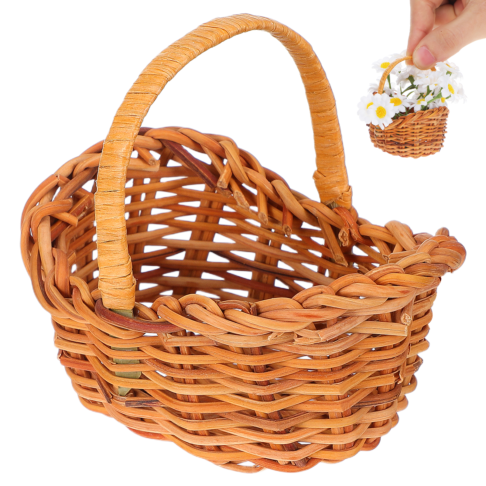 Mini Rattan Woven Flower Baske - Kids Outdoor Doll House avaliação e preço