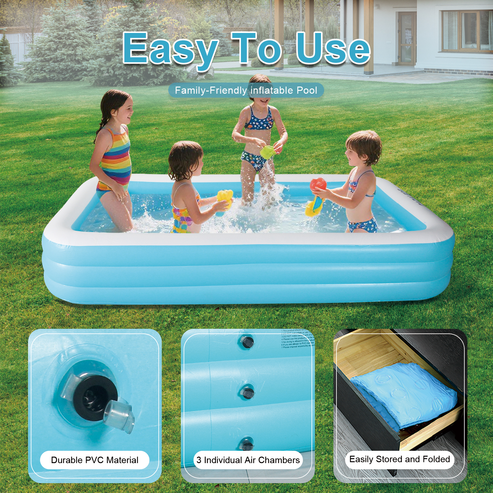 Inflatable swimming Pool for K - Kids Outdoor Garden avaliação e preço