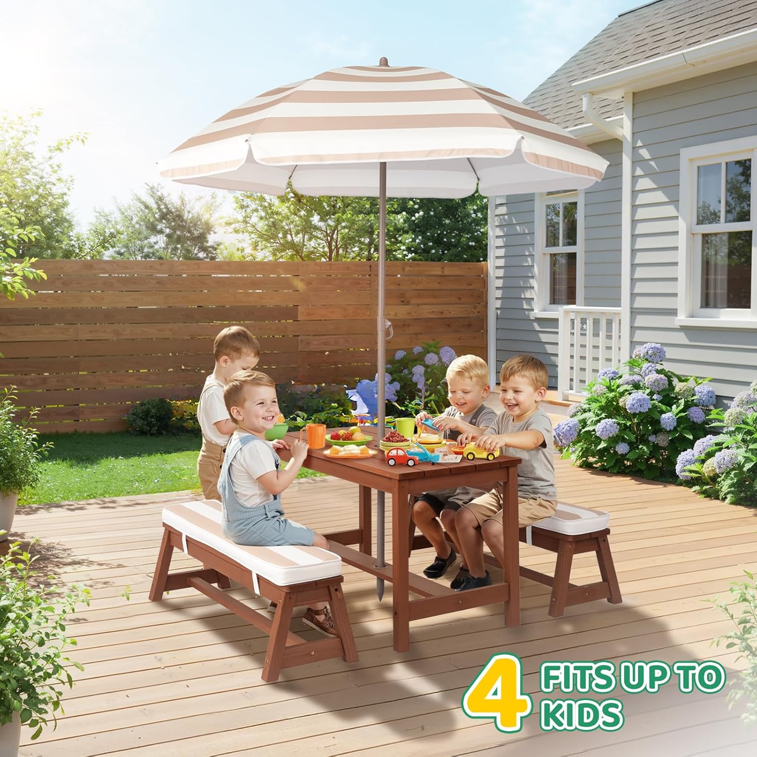 Kids Picnic Table Outdoor Wood - Kids Outdoor Wooden Table avaliação e preço