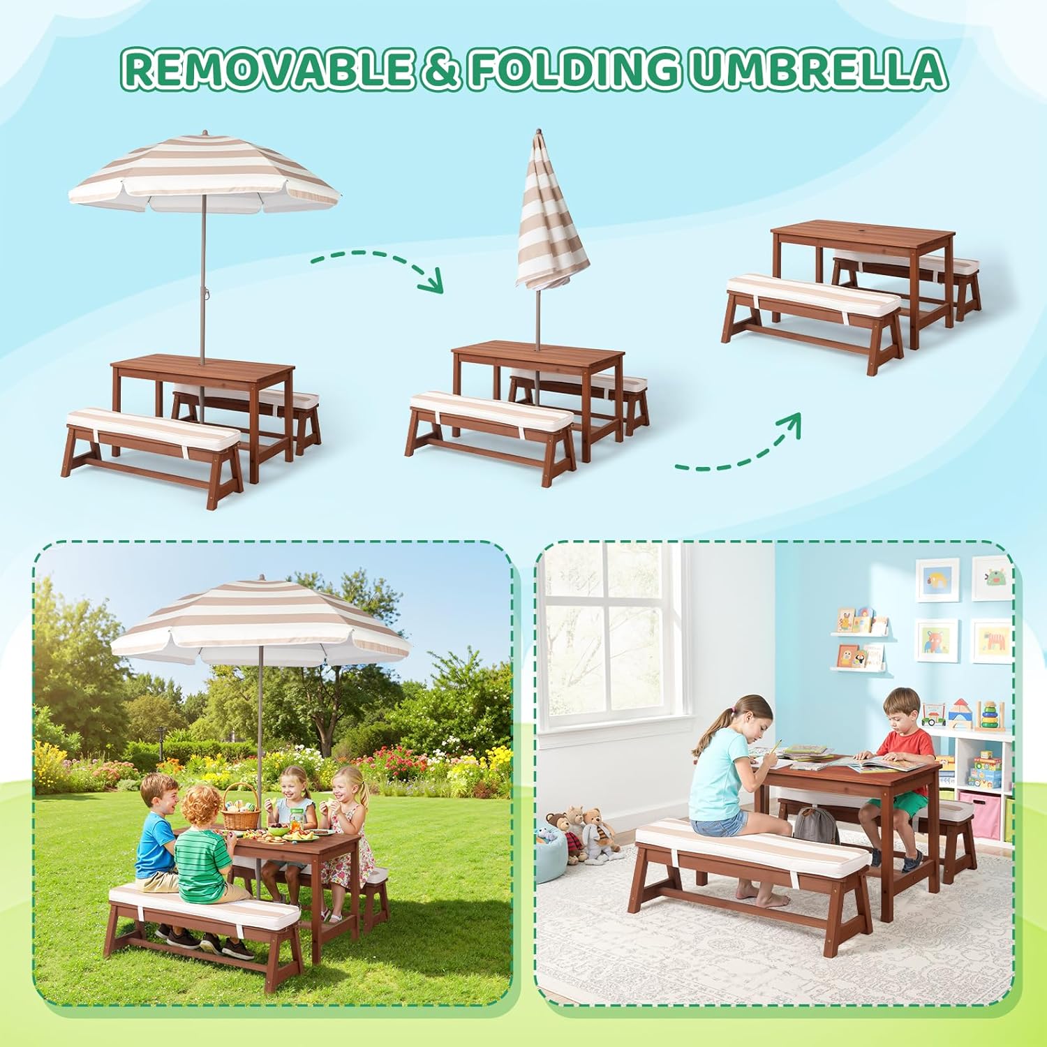 Kids Picnic Table Outdoor Wood - Kids Outdoor Wooden Table avaliação e preço