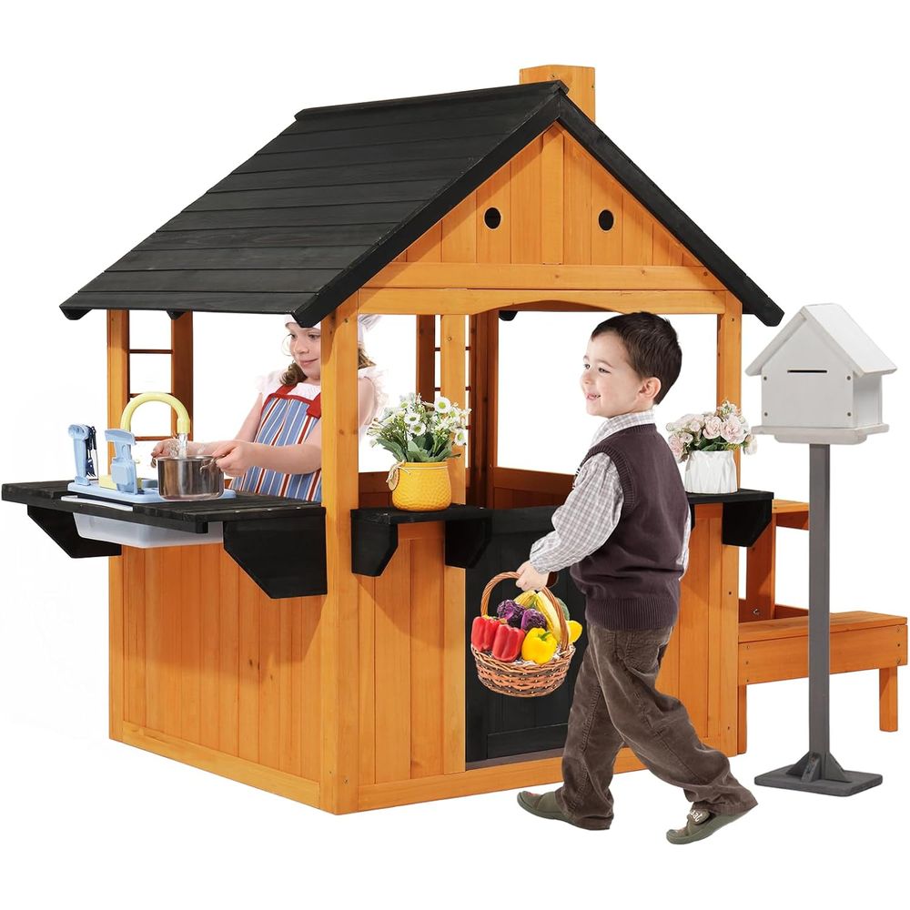 MOR Kids Outdoor Playhouse wit - Kids Outdoor Wooden Table avaliação e preço