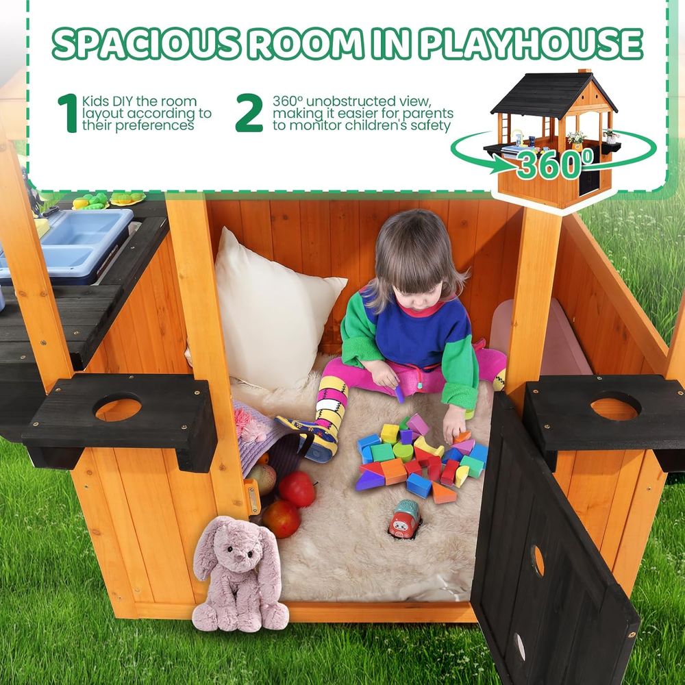 MOR Kids Outdoor Playhouse wit - Kids Outdoor Wooden Table avaliação e preço