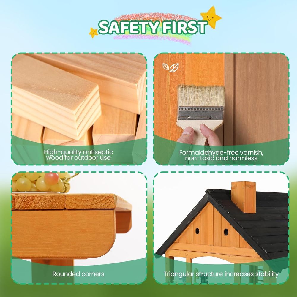 MOR Kids Outdoor Playhouse wit - Kids Outdoor Wooden Table avaliação e preço