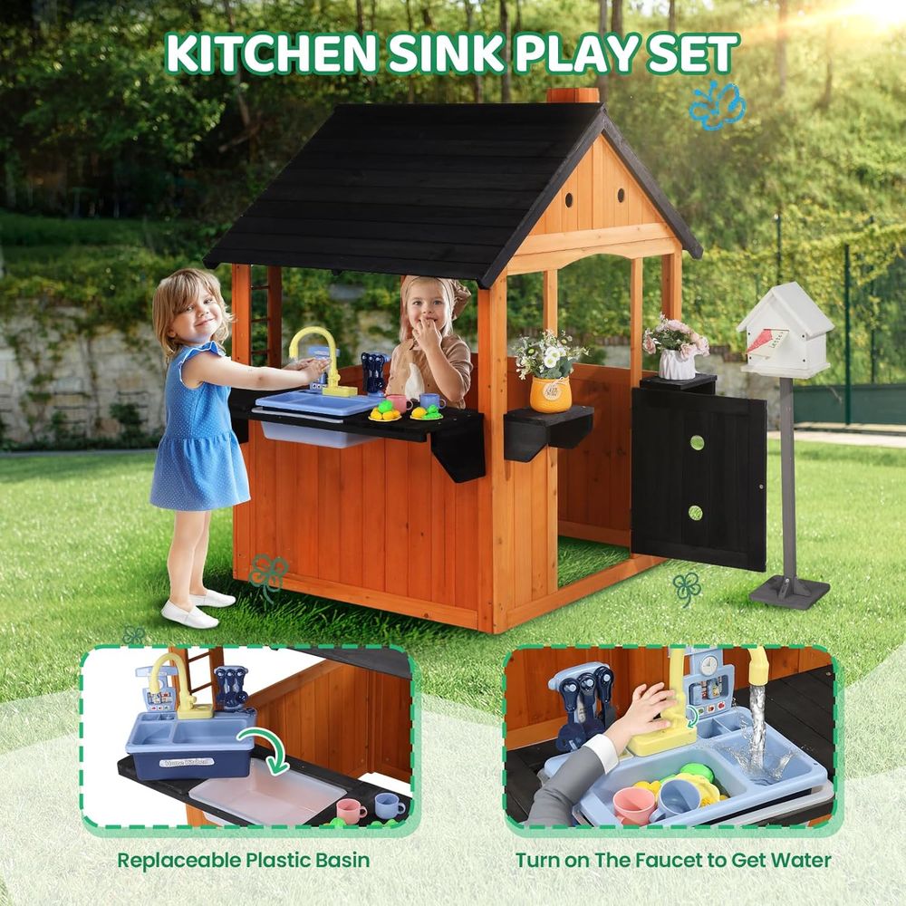 MOR Kids Outdoor Playhouse wit - Kids Outdoor Wooden Table avaliação e preço