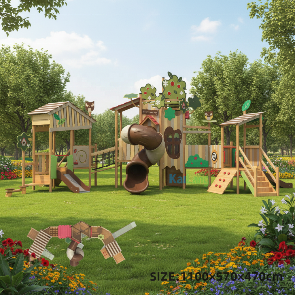 Forest Garden Wooden Amusement - Outdoor Children'S Park avaliação e preço