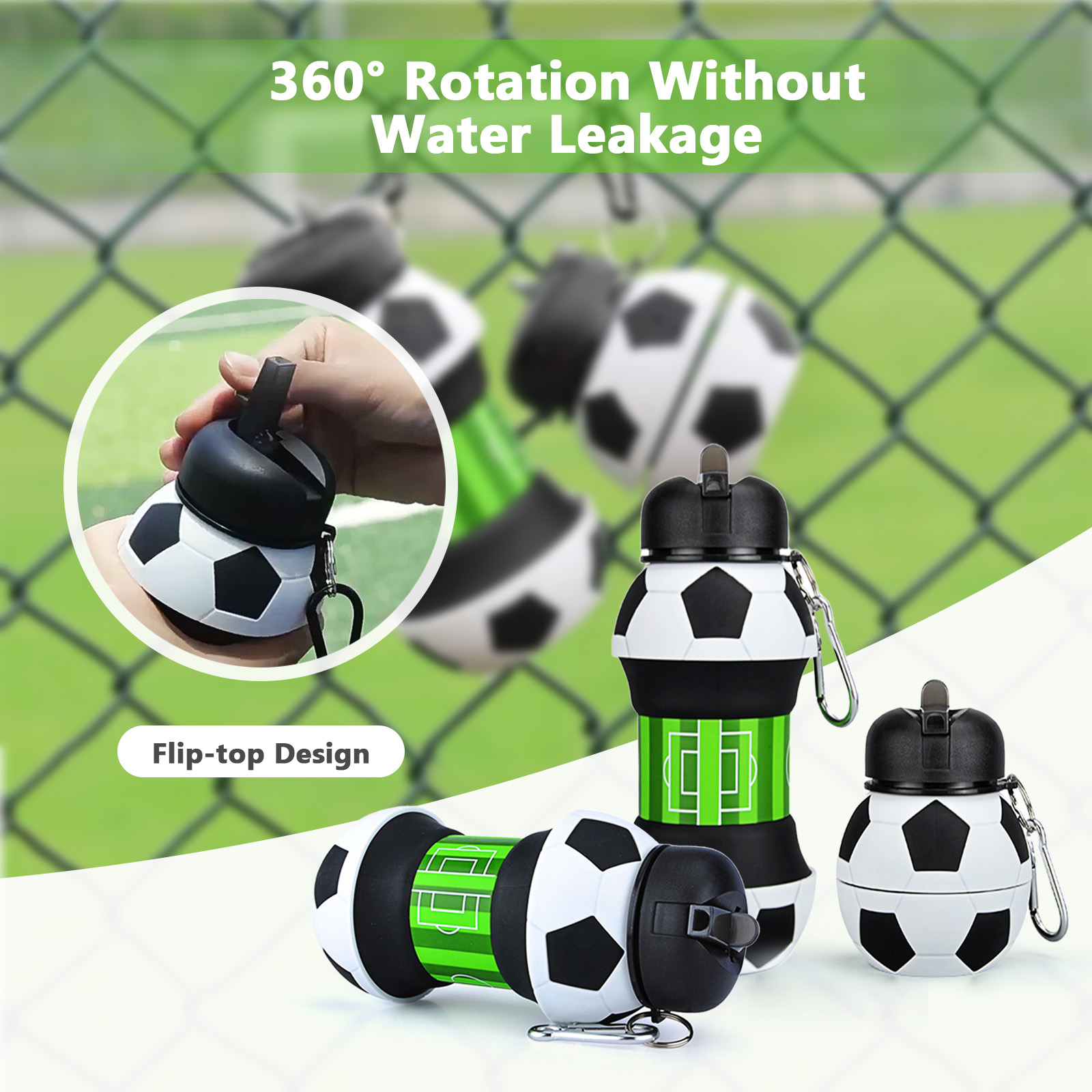 550ml Foldable Football Water  - Outdoor Kid Friendly avaliação e preço