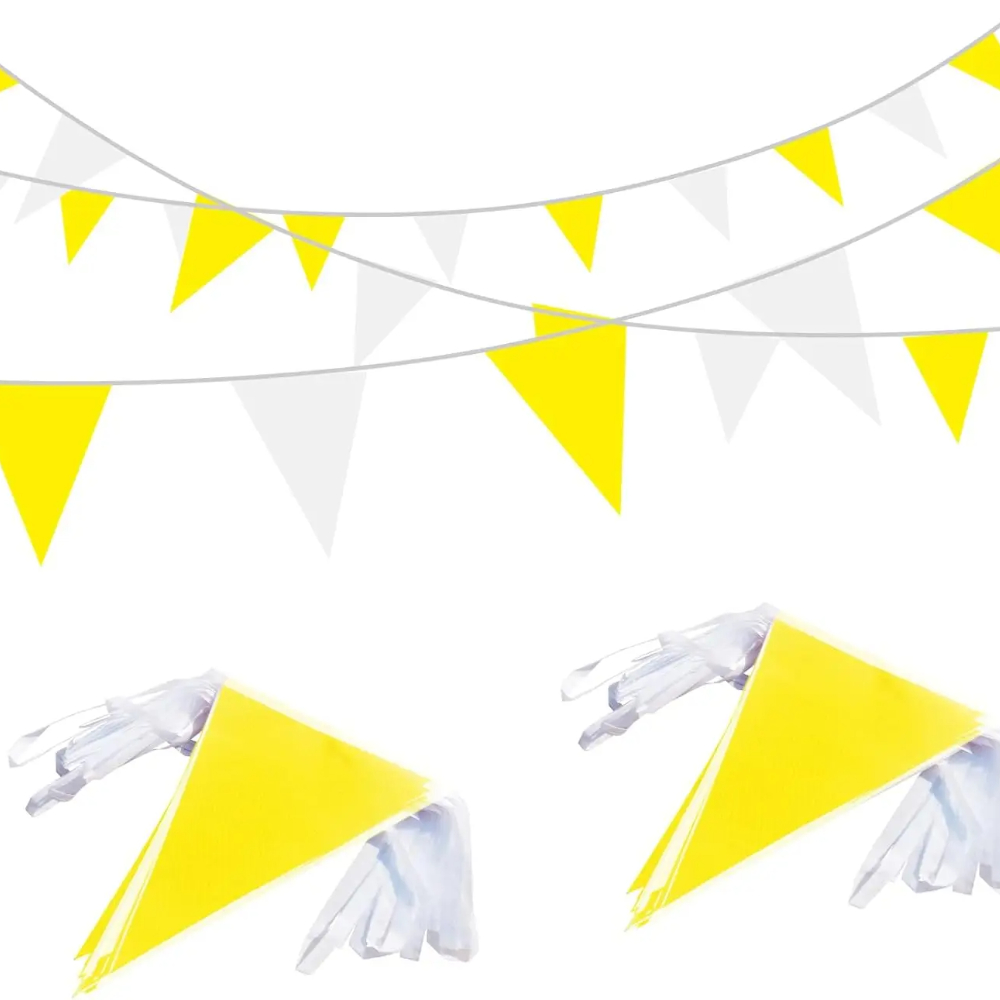 32.8FT Yellow White Pennant Ba - Q Kids Outdoor avaliação e preço